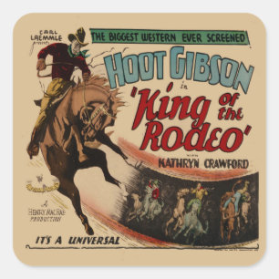 Western-Vintager Cowboy-König Of The Rodeo Quadratischer Aufkleber