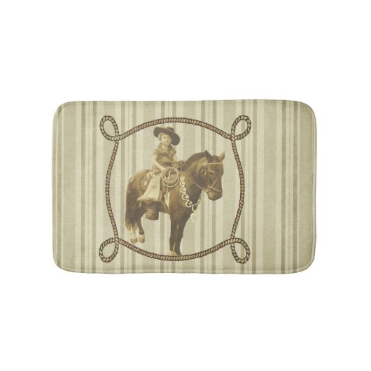Western-Vintages Cowgirl auf Pferdebad-Matte Badematte (Vorderseite)
