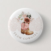 Western von Team Cowgirl Pink Boot Gender Reveal Button (Vorderseite)