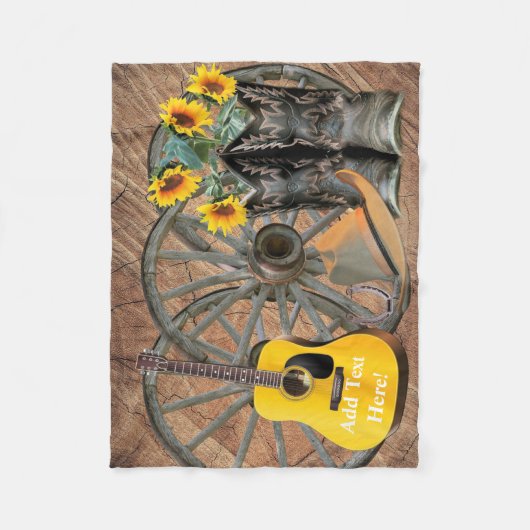 Western Wagon Wheel Gitarre Cowboy Stiefel Sonnenb Fleecedecke (Vorderseite)