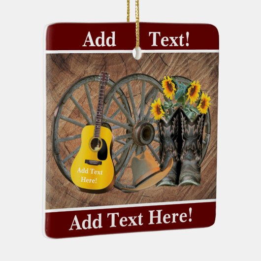 Western Wagon Wheel Gitarre Cowboy Stiefel Sonnenb Keramikornament (Rechts)