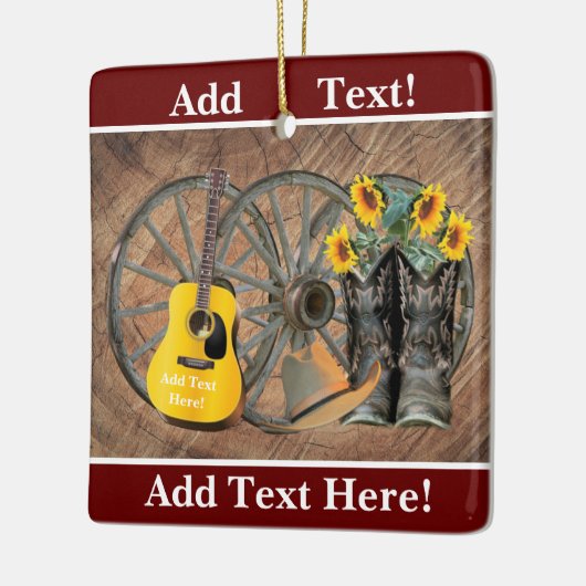 Western Wagon Wheel Gitarre Cowboy Stiefel Sonnenb Keramikornament (Links)