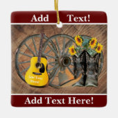 Western Wagon Wheel Gitarre Cowboy Stiefel Sonnenb Keramikornament (Vorderseite)