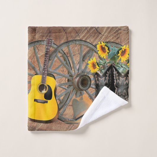 Western Wagon Wheel Gitarre Cowboy Stiefel Sonnenb Waschlappen (Waschlappen)