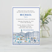 Western Wall Etch Jerusalem Bar Mitzvah Einladung (Stehend Vorderseite)