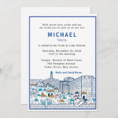 Western Wall Etch Jerusalem Bar Mitzvah Einladung (Vorne/Hinten)