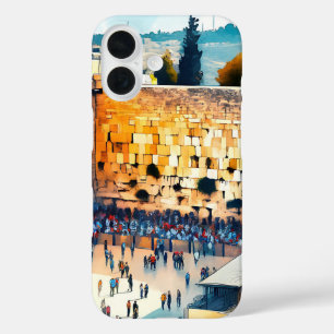 Western Wall Kotel Aquarellkunst iPhone 16 Hülle