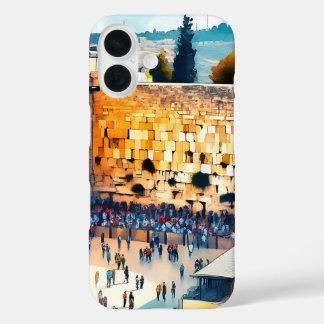 Western Wall Kotel Aquarellkunst iPhone 16 Hülle