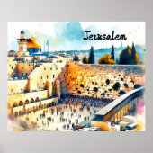 Western Wall Kotel Aquarellkunst Poster (Vorne)