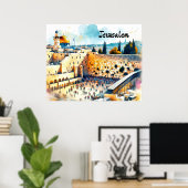 Western Wall Kotel Aquarellkunst Poster (Heimbüro)
