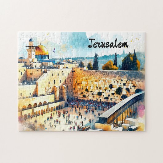Western Wall Kotel Aquarellkunst Puzzle (Horizontal)
