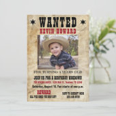 Western Wanted Poster Birthday Einladung (Stehend Vorderseite)