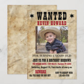 Western Wanted Poster Birthday Einladung (Vorne/Hinten)