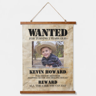 Western Wanted Poster Geburtstag Wandteppich Mit Holzrahmen