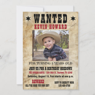 Western-Wanted-Poster-Geburtstagsfeier Einladung