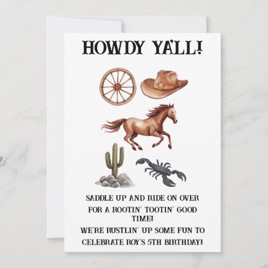 Western Wasserfarbe Kunst Einladung (Vorderseite)