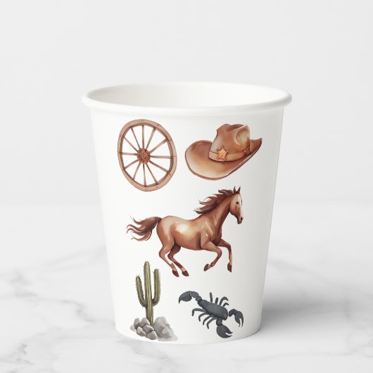 Western Wasserfarbe Kunst Pappbecher (Rückseite)