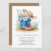 Western Wasserfarbenstiefel und Hat Baby-Dusche Einladung (Vorne/Hinten)