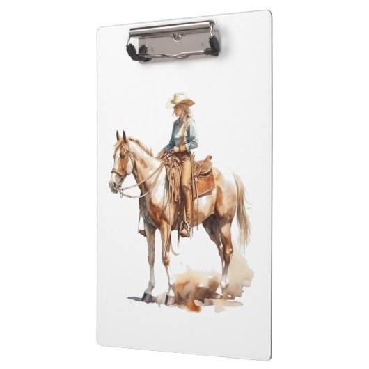 Western Watercolor Blonde Cowgirl, Brauch Klemmbrett (Links)