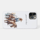 Western Watercolor Brünett Cowgirl, Custom Case-Mate iPhone Hülle (Rückseite (Horizontal))