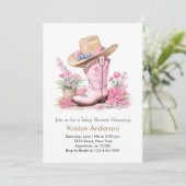 Western Watercolor Dream Cowgirl Babydusche Einladung (Stehend Vorderseite)