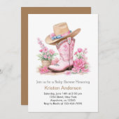 Western Watercolor Dream Cowgirl Babydusche Einladung (Vorne/Hinten)