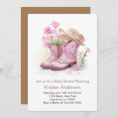 Western Watercolor Dreamy Cowgirl Babydusche Einladung (Vorne/Hinten)
