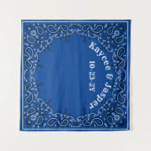 Western Wedding Blue Bandana Foto Hintergrund Wandteppich (Vorderseite (Horizontal))