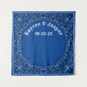 Western Wedding Blue Bandana Foto Hintergrund Wandteppich (Vorderseite)