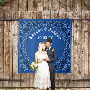 Western Wedding Blue Bandana Foto Hintergrund Wandteppich