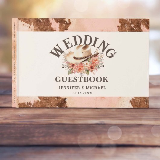 Western Wedding Blush Cowhide Wedding Gästebuch