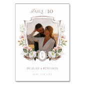 Western Wedding Boho Floral Foto Wappen Horseshoe Tischnummer (Vorderseite)