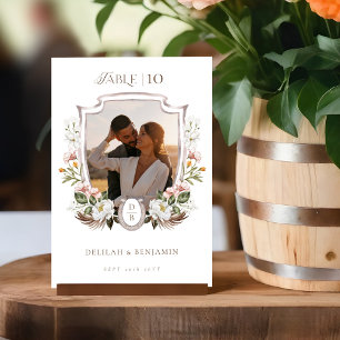 Western Wedding Boho Floral Foto Wappen Horseshoe Tischnummer