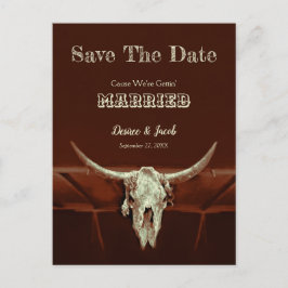 Western Wedding Bull Skull Save the Date Postkarte