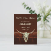 Western Wedding Bull Skull Save the Date Postkarte (Stehend Vorderseite)