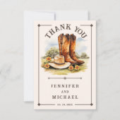 Western Wedding Country Rustic Cowboy Vielen Dank Dankeskarte (Vorderseite)
