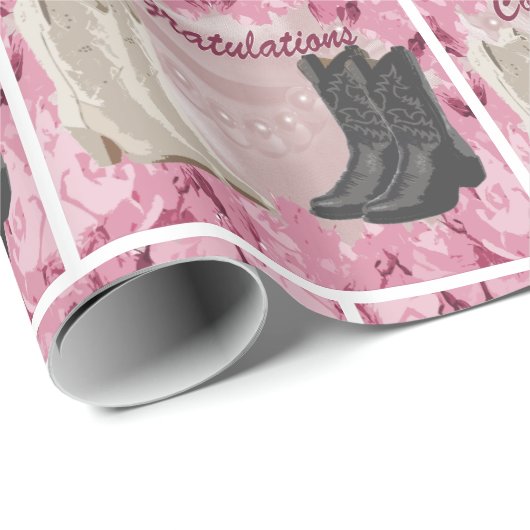 Western Wedding Cowboy Boost ein rosa Flussprossen Geschenkpapier (Rolleneckpunkt)