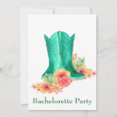 Western Wedding Cowboy Boots Blume Bachelorette Einladung (Vorderseite)