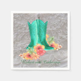 Western Wedding Cowboy Boots Blume Individuelle Na Serviette