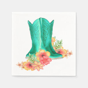 Western Wedding Cowboy Boots Blume Individuelle Na Serviette
