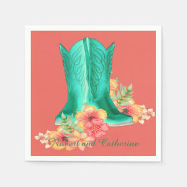 Western Wedding Cowboy Boots Blume Individuelle Na Serviette