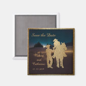 Western Wedding Cowboy Cowgirl Save the Date Magnet (Vorderseite/Rückseite)