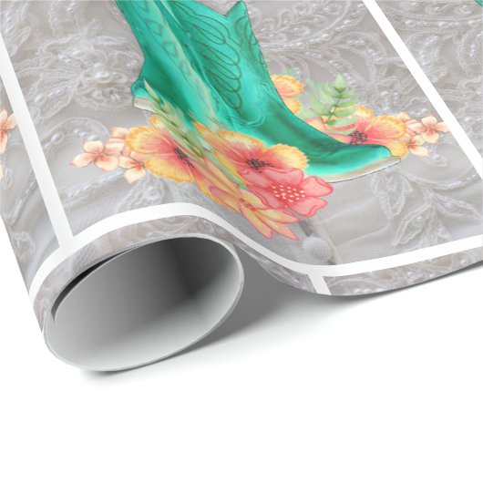 Western Wedding Cowboy Stiefel auf der Oberfläche  Geschenkpapier (Rolleneckpunkt)