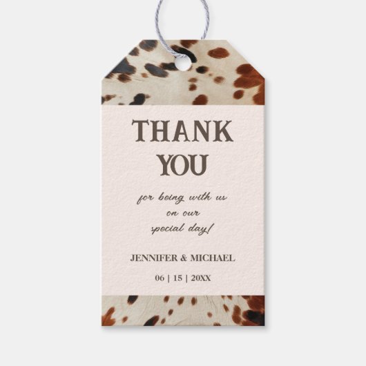 Western Wedding Gastgeschenk Hochzeit Geschenkanhänger (Vorderseite)