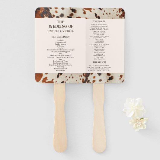 Western Wedding Hand Fan Fächer (Vorne und Hinten)