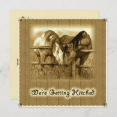 Western Wedding: Hitched: Pferde, Sepia Einladung (Vorne/Hinten)