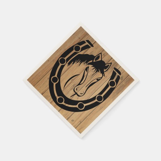 Western Wedding Horse Horseshoe Country Wood Serviette (Ecke)