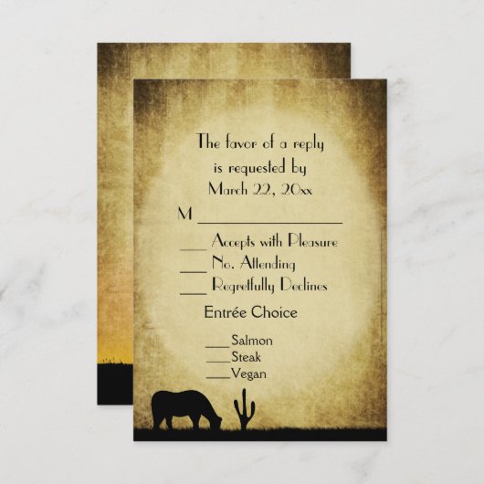 Western Wedding Menu UAWG RSVP Karte (Vorne/Hinten)