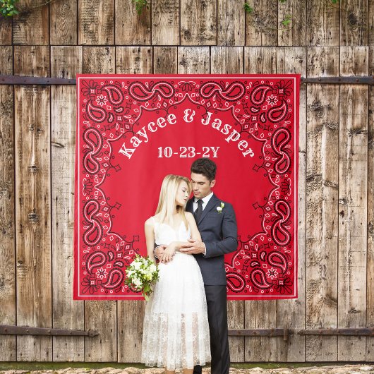 Western Wedding Red Bandana Foto Hintergrund Wandteppich