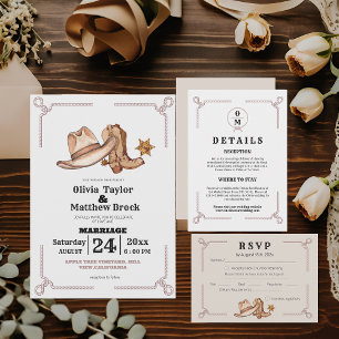 Western Wedding Rustic Cowboy Wedding Begleitkarte
